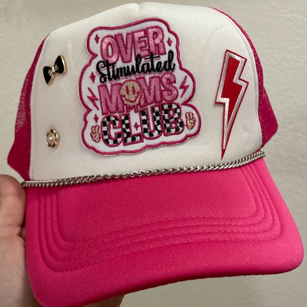 Pink and White Graphic Trucker Hat